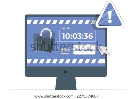 Malware Ransomware wannacry virus encrypted files and show massage for bitcon payment on binary code and gear background. Vector illustration cybercrime and cyber security concept.