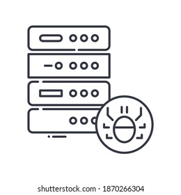 Malware service icon, linear isolated illustration, thin line vector, web design sign, outline concept symbol with editable stroke on white background.