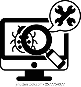 Malware Spyware Detection Config vector icon design, Web hosting service Symbol, Computing machines Sign, Internet Application Management stock illustration, Virus Scanning System concept