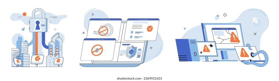 Virus spyware de malware. Ilustración vectorial. Errores en software susceptibles de vulnerabilidades e infecciones del sistema El software malintencionado plantea una amenaza significativa a la propagación de los sistemas infectados por seguridad en línea