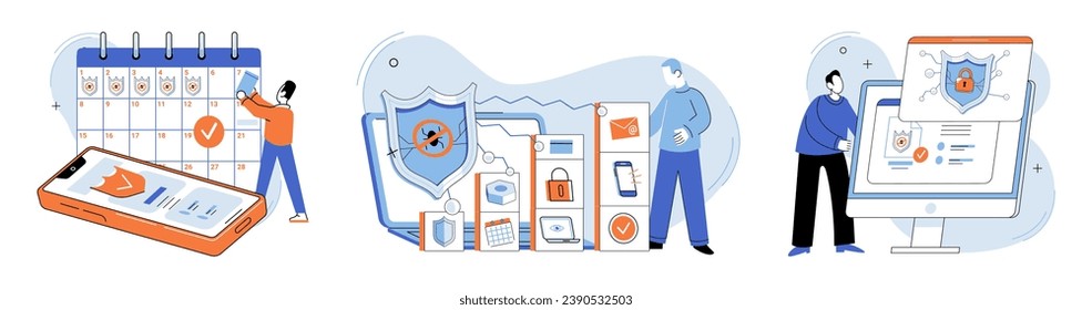 Malware spyware virus. Vector illustration. Malware, spyware, and viruses are metaphorical criminals digital world Security measures protect against cyber attacks and malicious software An attack