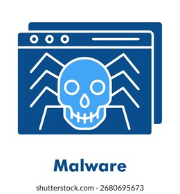 Ilustração de vetor de ícone de glifo de duas cores de malware