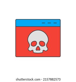 Malware, virus on webpage icon in color icon, isolated on white background 