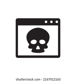 Malware, virus on webpage icon in black flat glyph, filled style isolated on white background