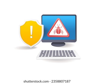 Malware viruses attack personal computers flat isometric illustration