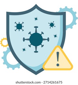 Signo de advertencia de malware con símbolo de virus