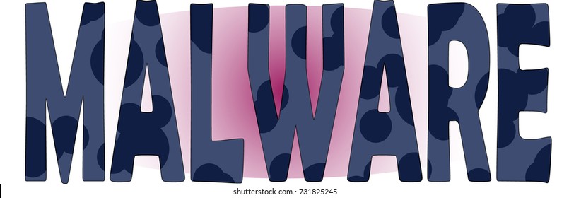 Malware Word conceptual Illustration. Cyberattack text pattern isolated flat vector. Transparent.
