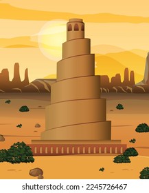 The Malwiya Samarra- Iraqi landmarks illustration