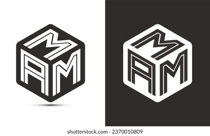 MAM letter logo design with illustrator cube logo, vector logo modern alphabet font overlap style. Premium Business logo icon. White color on black background