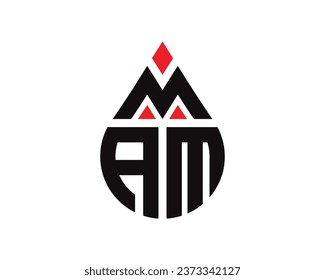 Diseño del logotipo de la forma de caída de agua de la letra MAM. MAM drop logo diseño simple.