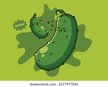 Mama And Baby Cucumber Illustration Vector Design