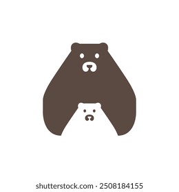 mama bear animal family flat logo design vector