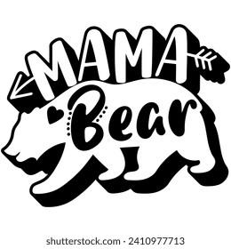 mama bear black vector graphic design and cut file