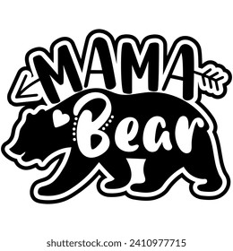 mama bear black vector graphic design and cut file