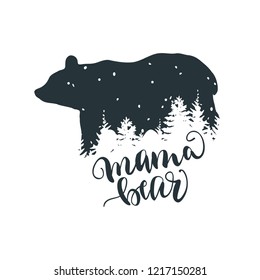 Mama Bear, Bear Family, Unique hand lettered Design.