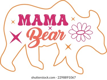 Mama bear with flower outline t-shirt, mug, bag, sicker design