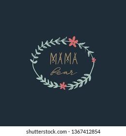 Mama bear nursery vector image, baby art, nursery design. Clip art