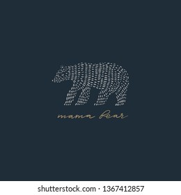 Mama bear nursery vector image, baby art, nursery design. Clip art