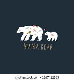 Mama bear nursery vector image, baby art, nursery design. Clip art