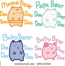 Mama-Bär Papa-Bär Baby-Doo-Doo-Doo-Karikatur 