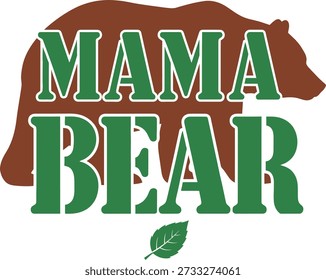 Mama Bear plaid typography design vector illustration for motherhood parenting family love and protective mom apparel on transparent background.