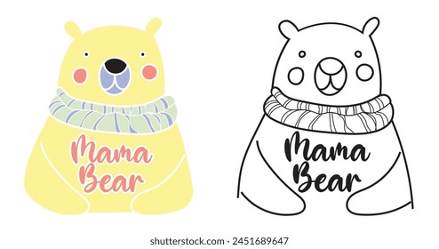 Mama Bear Vector Graphic - Cute Cartoon Bear Design svg
