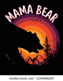 Mama Bear Vintage T-Shirt Design For Mothers Day Bear Lover T-Shirt Design