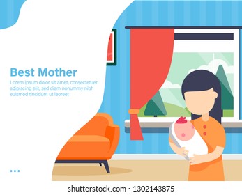 Mama is the best people In The World. Best Mother Concept. 3d Isometric Vector Illustration.