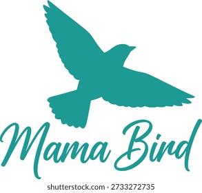 Mama Bird tipografia design ilustração vetorial para a maternidade paternidade tema da natureza e vestuário de amor familiar bonito em fundo transparente.