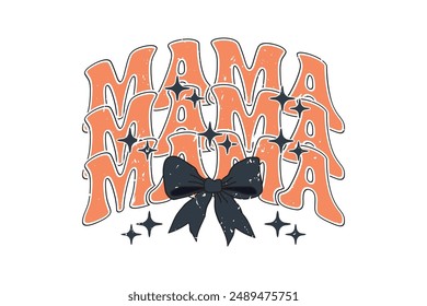 Mama Black Bow Fall Coquette Halloween T shirt Design