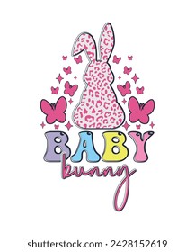 MAMA BUNNY, BABY BUNNY, Easter Day T Shirt Design, Happy Easter Day.