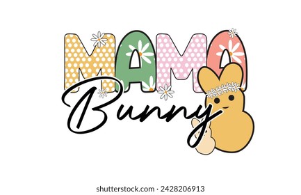 Mama Bunny Retro T-Shirt Sublimation Design