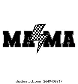 Mama Checkered Lightning Bolt Racing Graphic