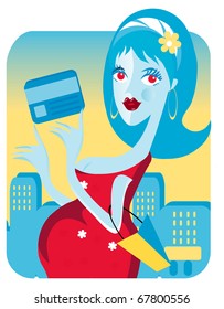 mama in the city. shopping with card. baby soon emblem