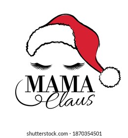 Mama Claus caligrafía con letras de mano aisladas en blanco. Diseño tipográfico. Plantilla de vectores para afiches, tarjetas de felicitación, banner, volante, pegatina, diseño de logotipo, archivo de corte, impresión, camiseta, etc.