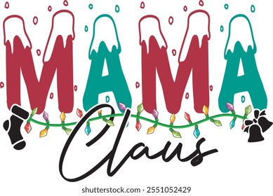 Mama Claus diseño de camiseta de Navidad