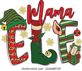 Plantilla de impresión navideña Mama ELF