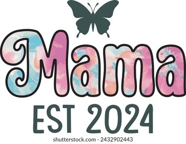 Mama Est 2024 Promoted to Mommy Cute T-Shirt Design