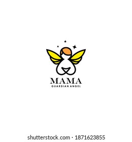 mama guardian angel logo concept, mama love baby kids, guardian mom