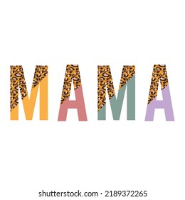 Mama Half Leopard Print Vector T-shirt