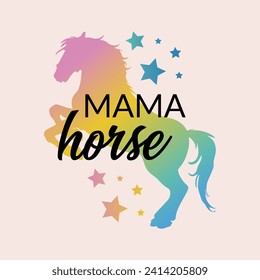 Mamá Caballo. Diseño tipográfico de caballos encantadores para camisetas y otras mercancías para chicas, Magical Unicorn