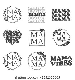 Mama Illustration Clip Art Design Shape. Mom Lovely Silhouette Icon Vector.