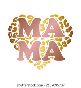 Mama Leopard Illustration Clip Art Design Shape. Love Mom Silhouette Icon Vector.