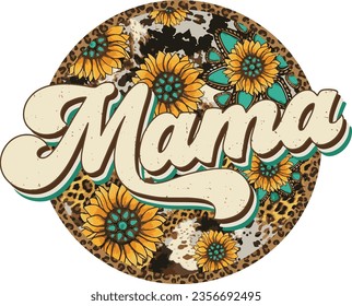 Mama Leopard Sunflower, Retro Mama, Mama flower, Mama Groovy