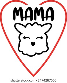 Mama Llama. Mother's day. Motherhood quote vector