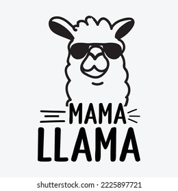 Mama Llama SVG Digital Design Print in svg, dxf, jpeg and png