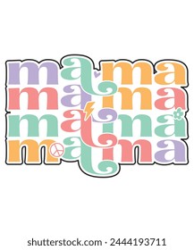 Mama love retro groovy, mom life, mama of the yar, mothers day