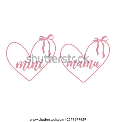 Mama Mini- Mama Mini Bow Heart Mom Mother Mum, Mother's day t shirt design