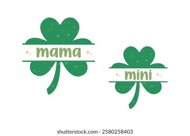 Mama Mini St.Patrick’s Day vector design for t-shirts, tote bags, cards, frame artwork, phone cases, mugs, stickers, tumblers, print, etc.
