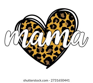 Mamãe na mão desenhou coração de leopardo. Design moderno.